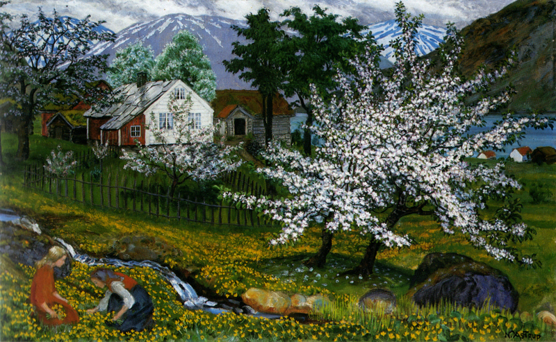 Nikolai Astrup - Apple trees in bloom 1880-1928