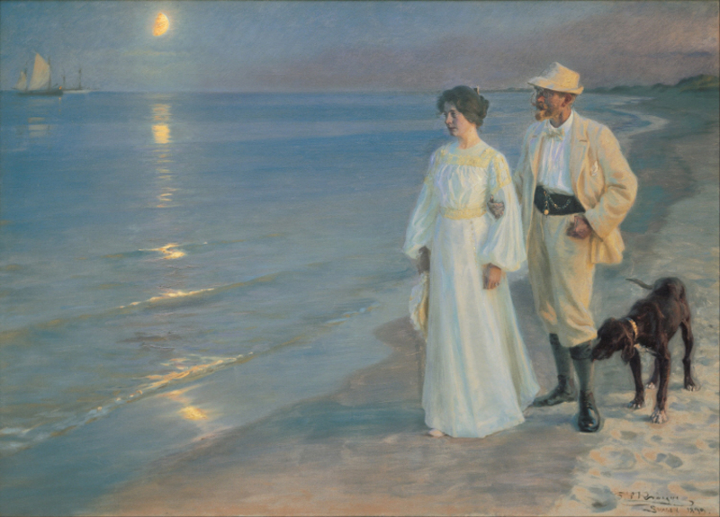 Peder Severin Krøyer - Summer evening on the beach at Skagen. The painter and his wife.