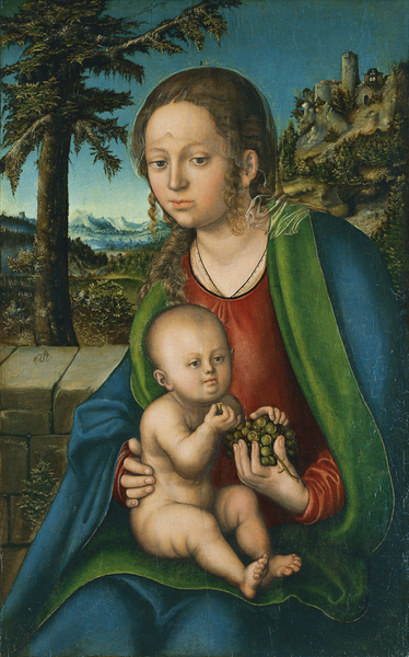 Lucas Cranach d. Ä. - Virgin and Child with a Bunch of Grapes