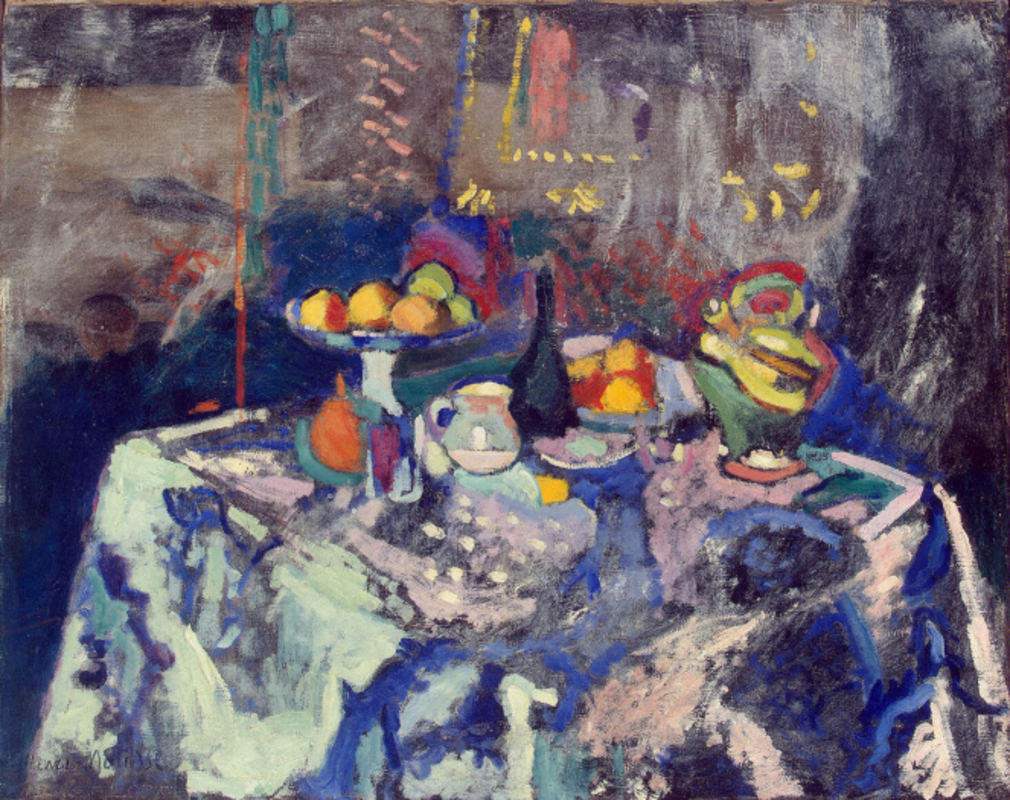Henri Matisse - Vase, Bottle and Fruit (1906)