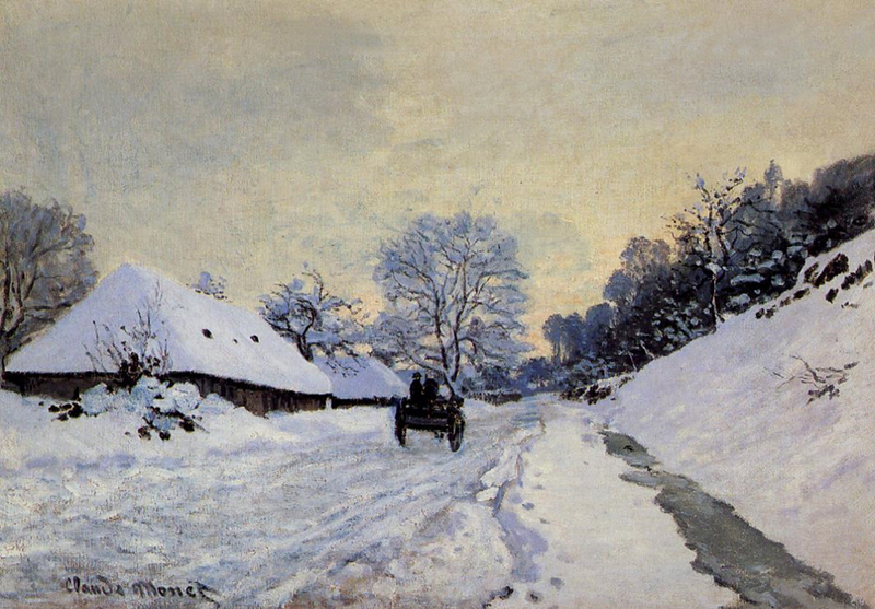Claude Monet - Cart on the Snow Covered Road with Saint-Simeon Farm-2