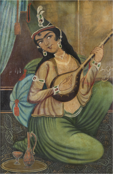 Unknown artist - Young woman with sitar
