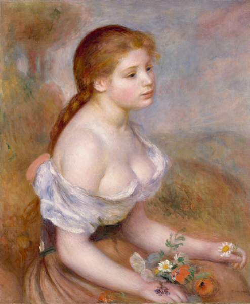 Pierre-Auguste Renoir - A Young Girl with Daisies