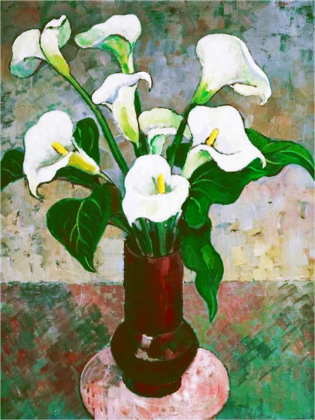 Gregoire Boonzaier - arum lilies in a vase