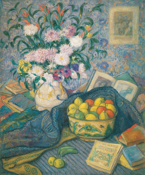 Juan de Echevarría - Vase with Bananas, Lemons and Books